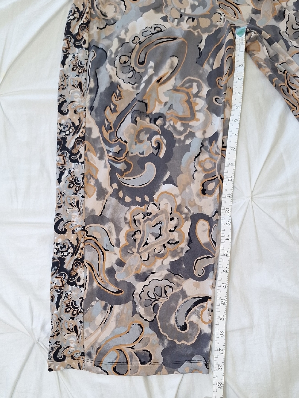 Boho Paisley Floral Wide Leg Cropped Pants Earth Tones - Picture 7 of 13